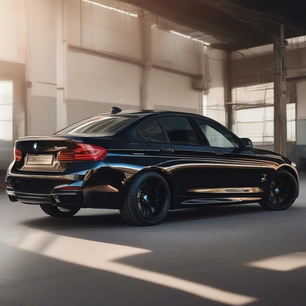 Black Sparkle Car Wrap on a BMW