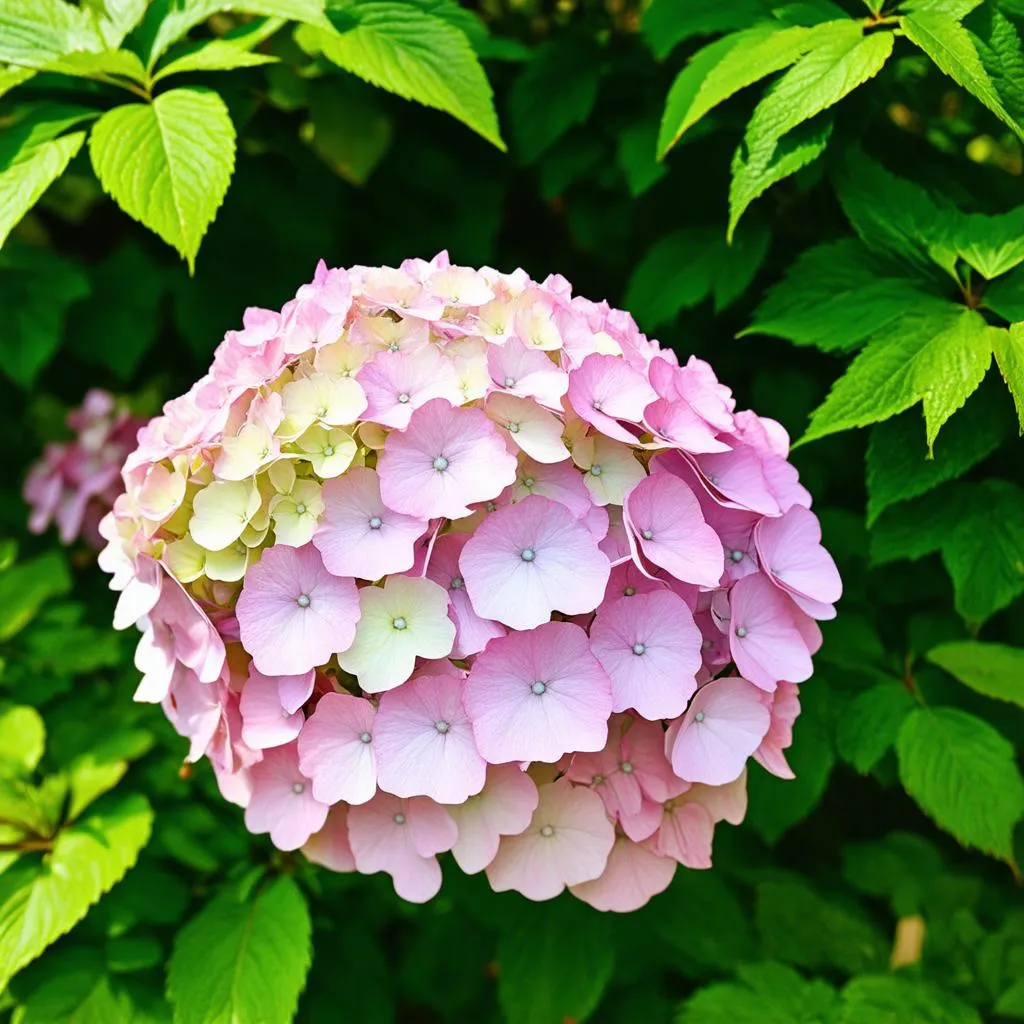 Blushing Bride Hydrangea in a Garden