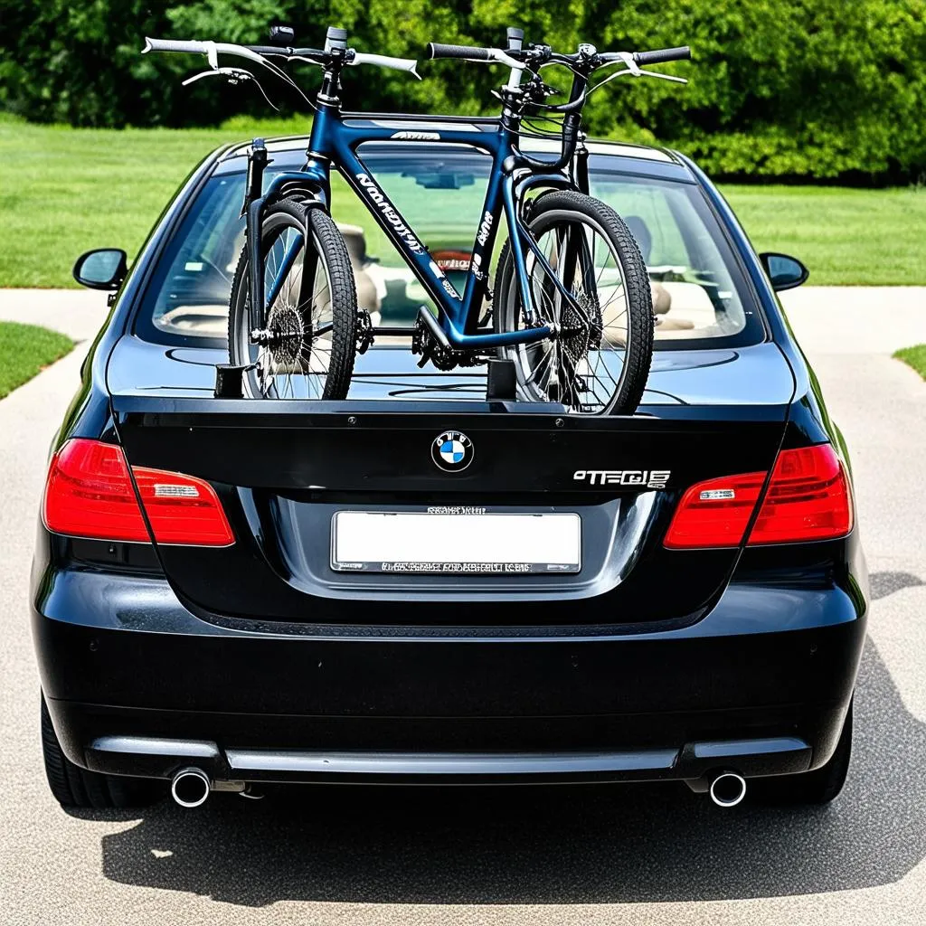 BMW 3 Series with trunk-mounted bike rack