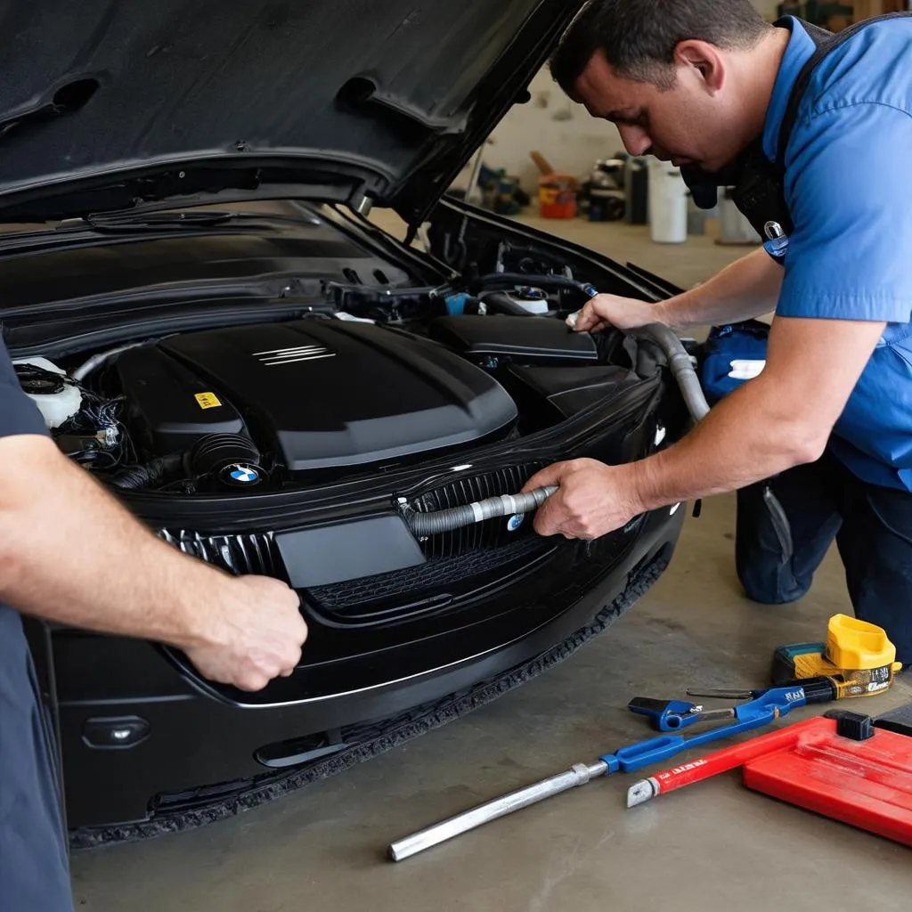 Replacing a coolant hose on a 2011 BMW 328i