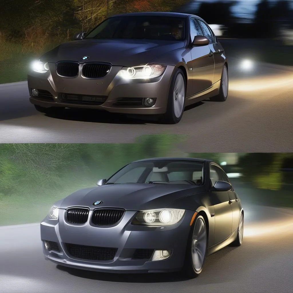 BMW 328i Halogen vs. LED Headlight Comparison