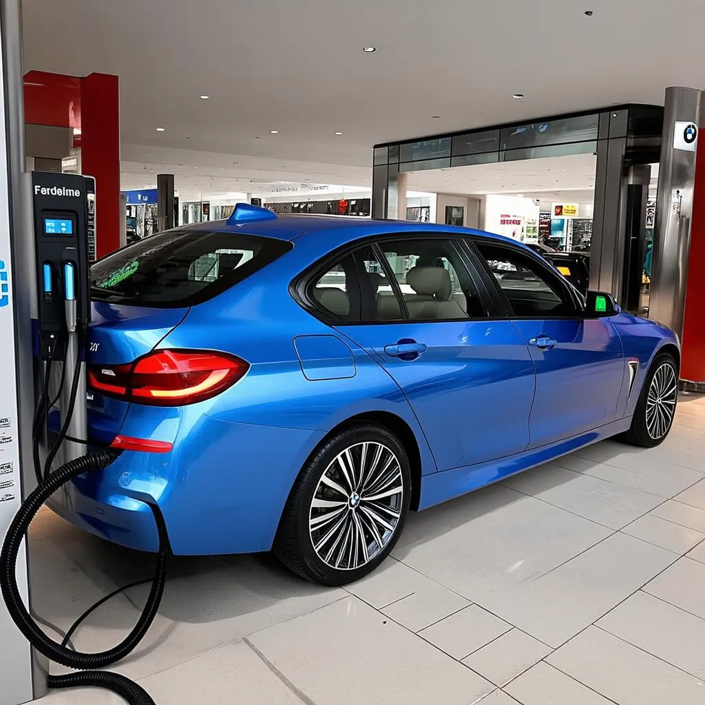 BMW 330e plugged into a charger