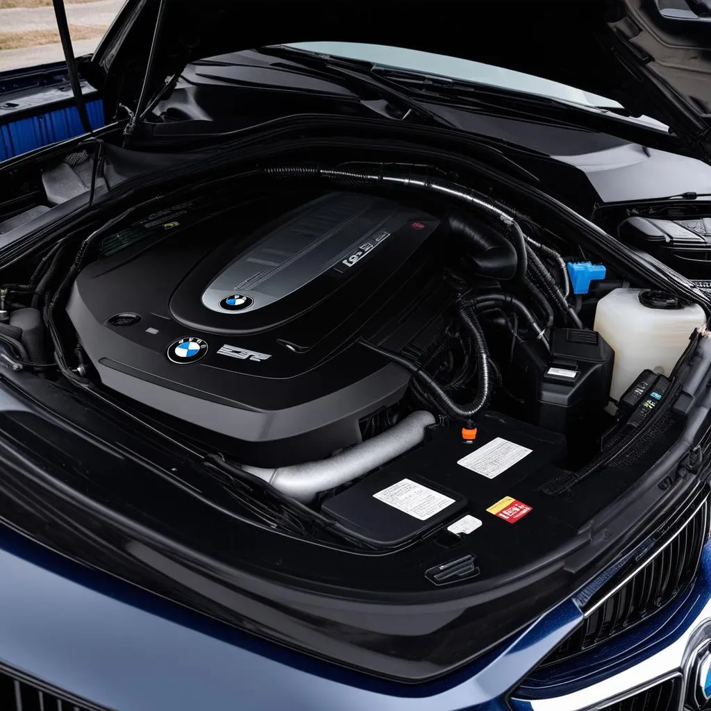 Engine compartment of a 2019 BMW 340i