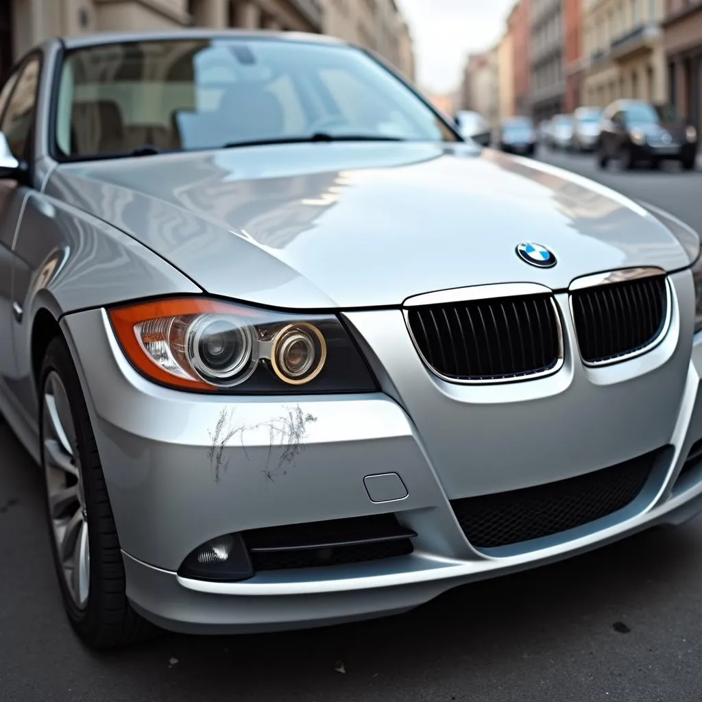 BMW with Damaged Front Bumper