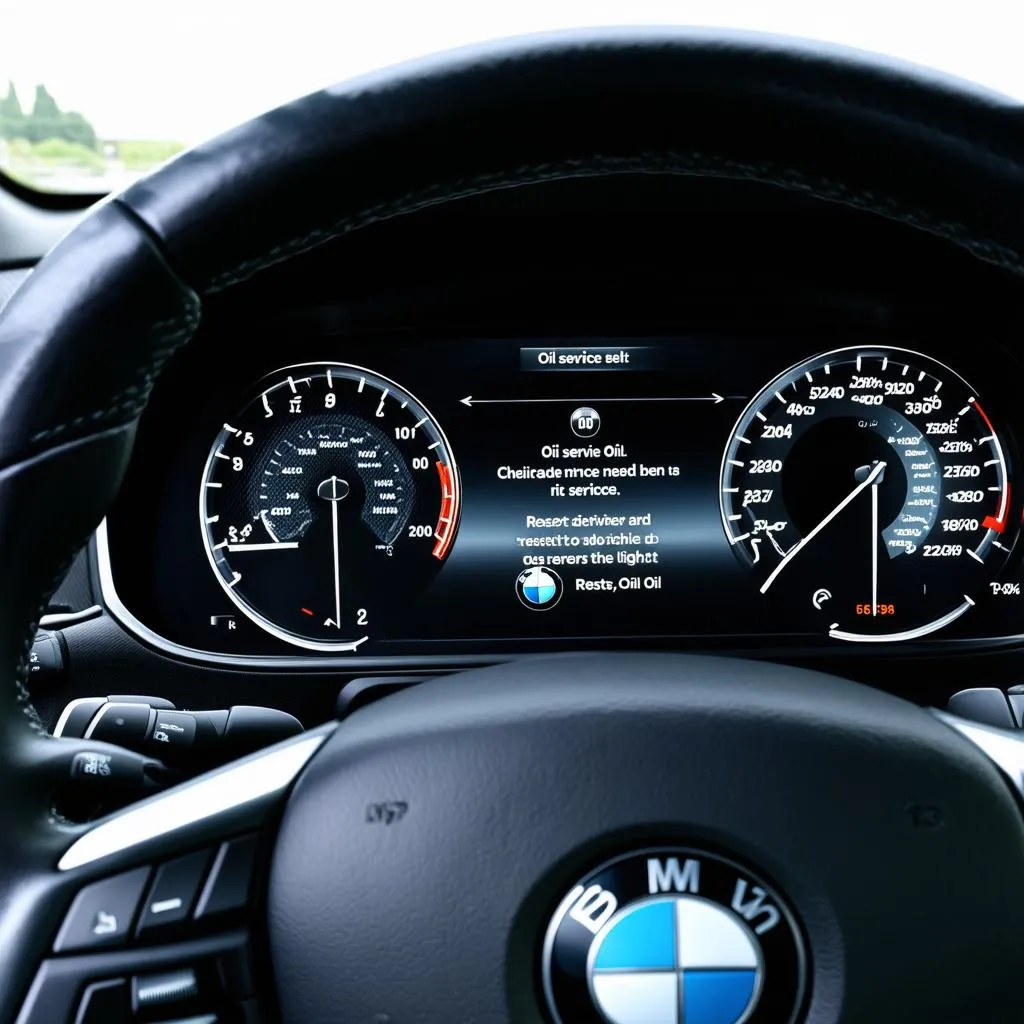 BMW dashboard showing oil service reset