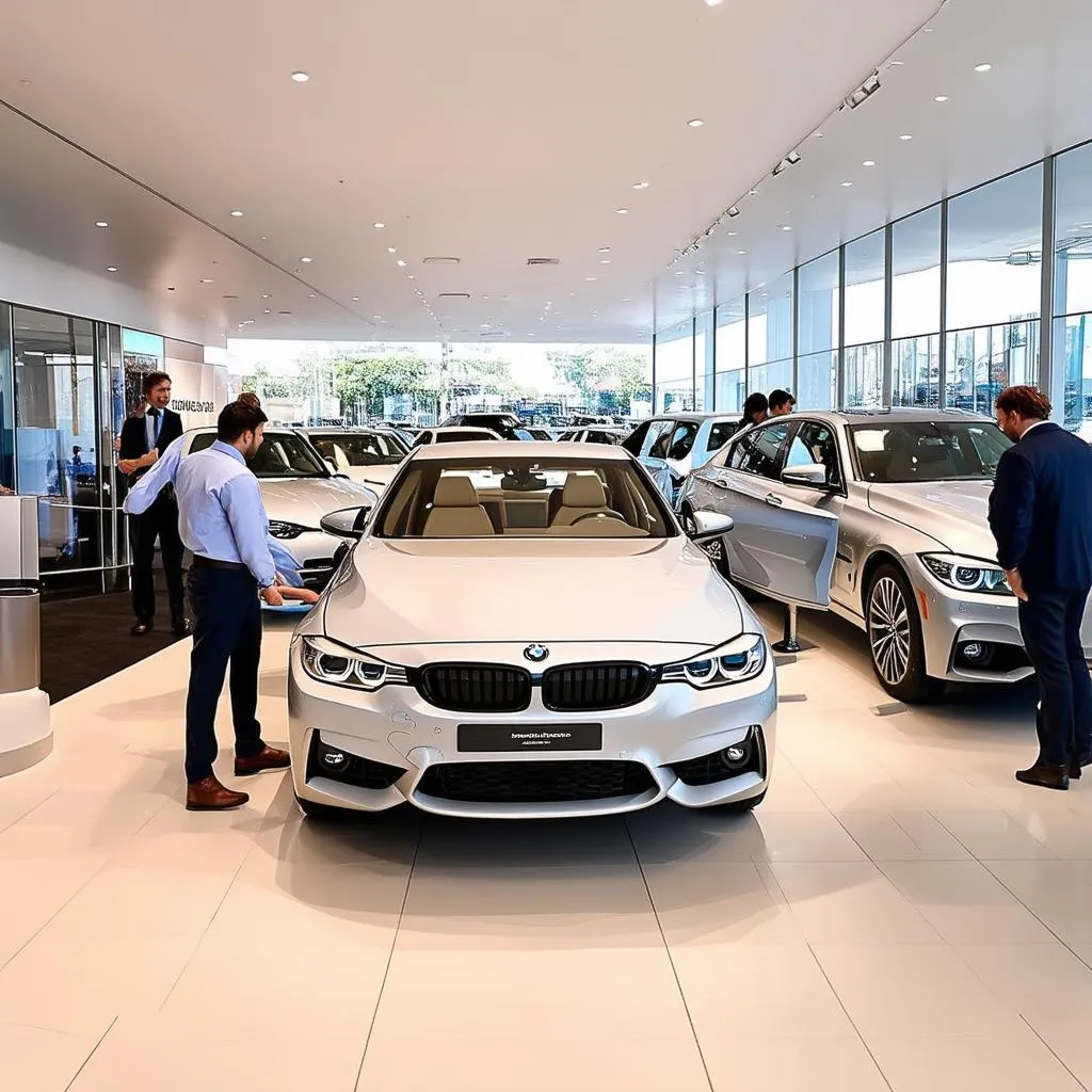 BMW car dealership showroom interior