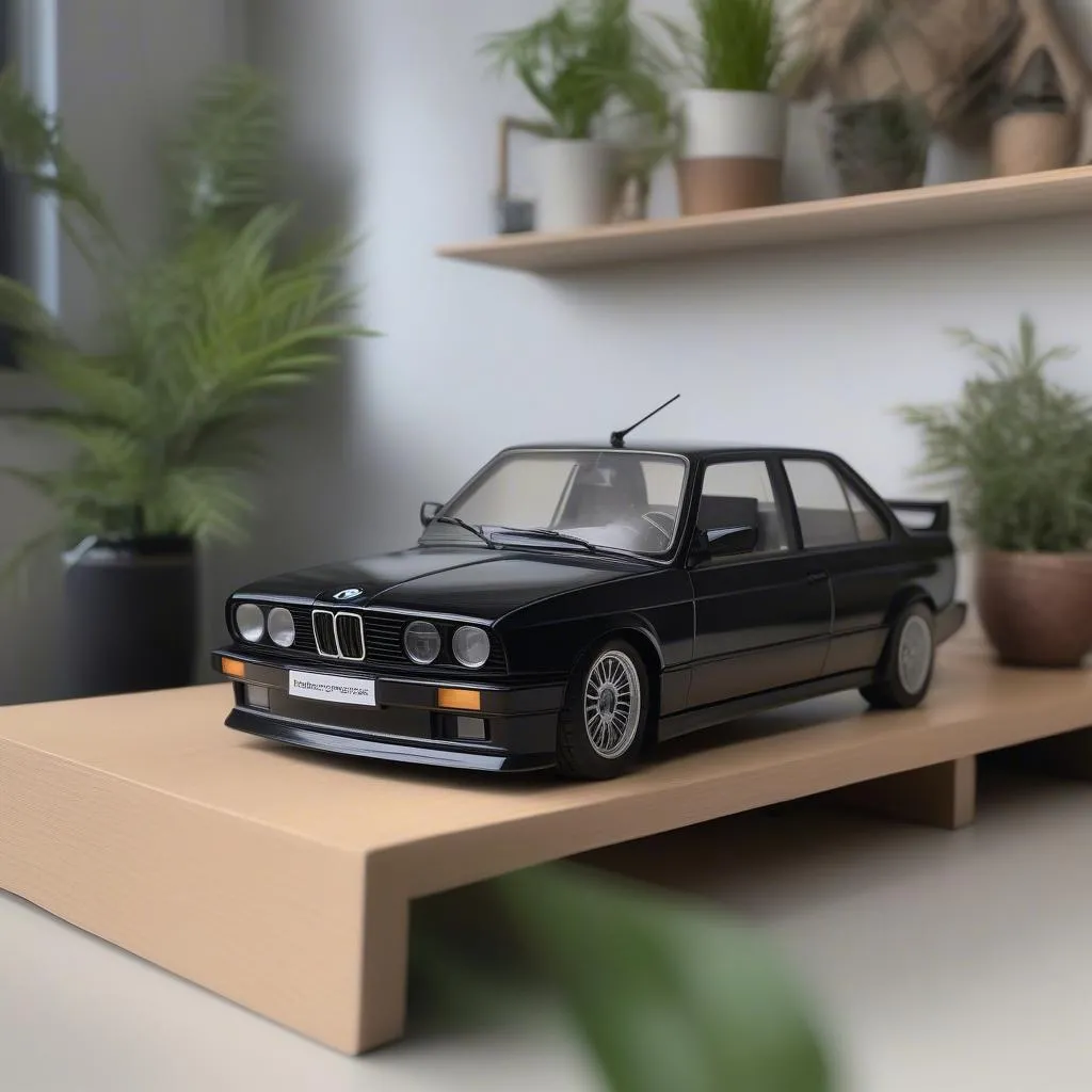 BMW E30 RC car in living room