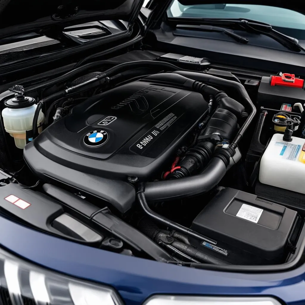 BMW Engine Bay with Highlighted Components