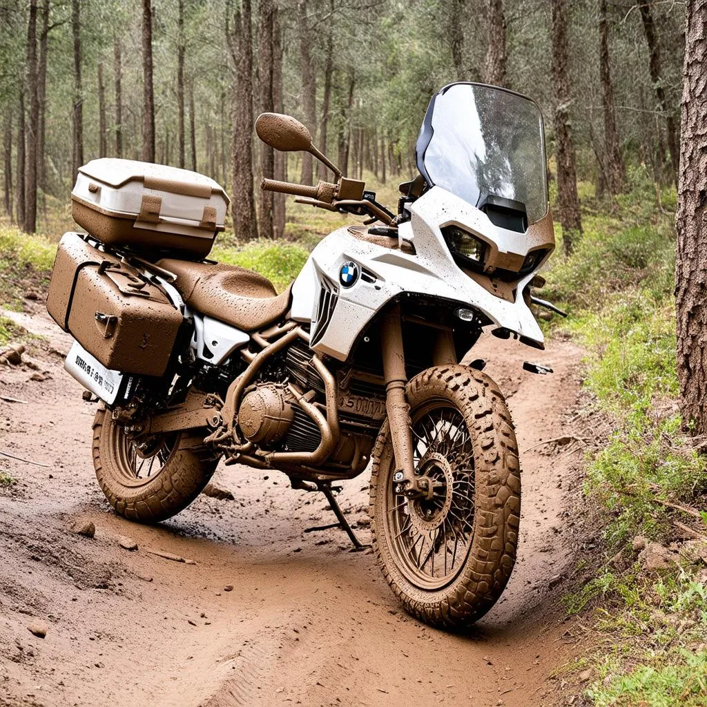 BMW F650GS motorcycle on an off-road trail