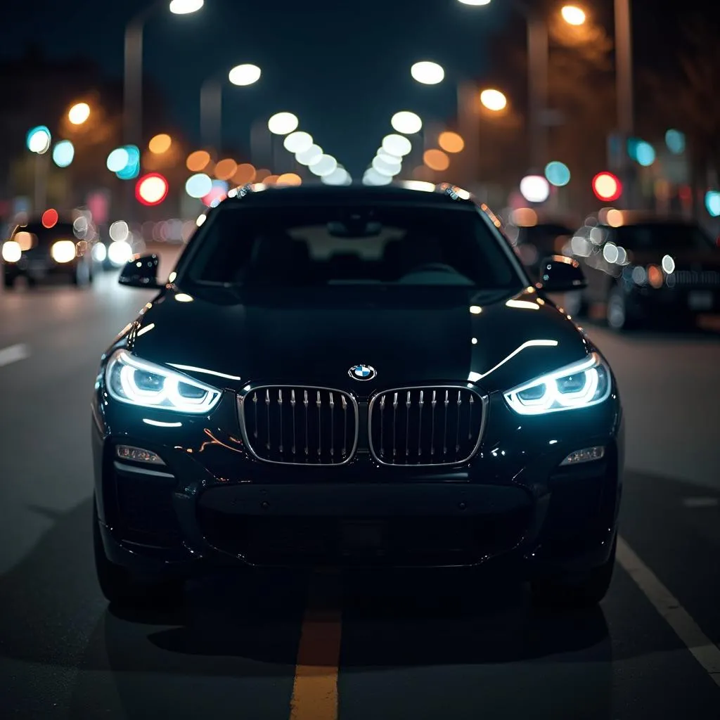 BMW Illuminated Emblem at Night