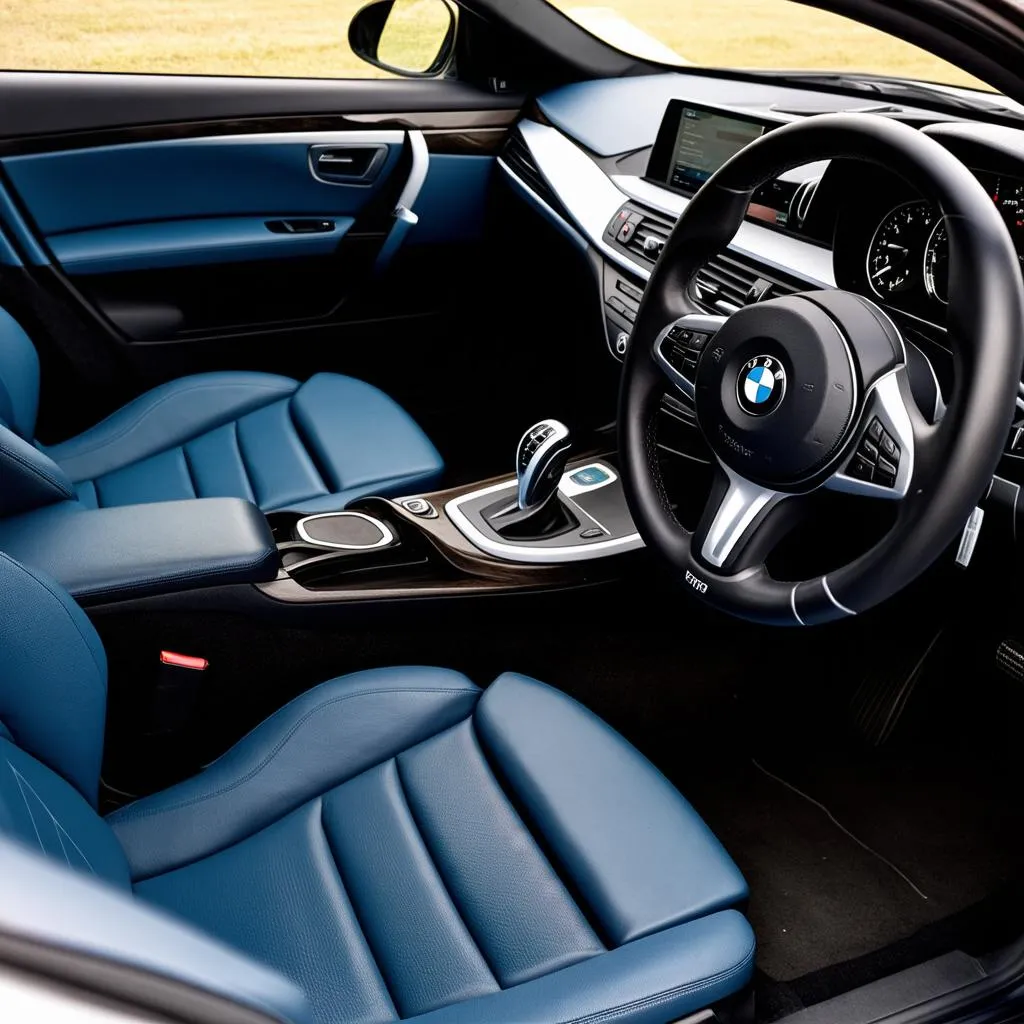 Blue BMW interior