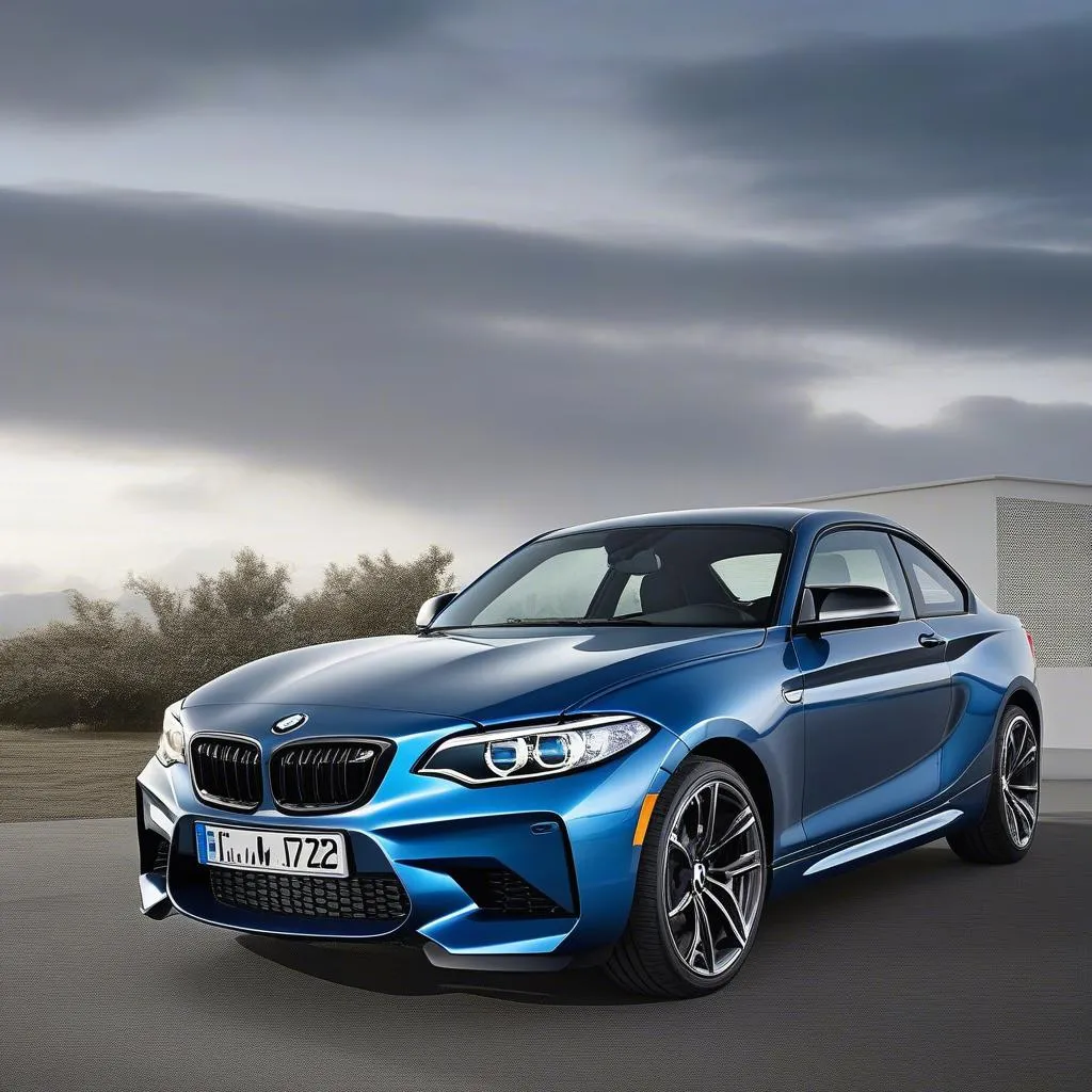 BMW M240i Estoril Blue exterior, showcasing the sleek design and striking blue paint