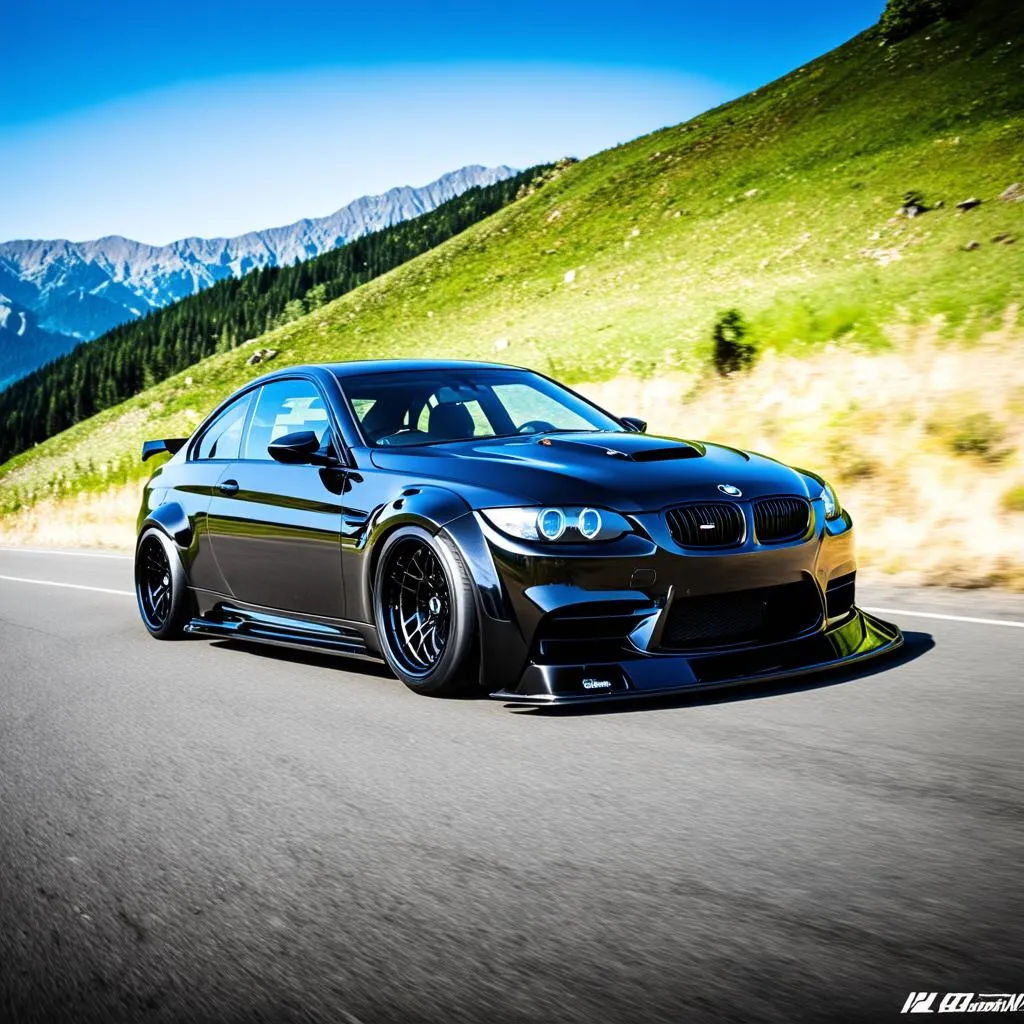 BMW M3 wide body kit on the road