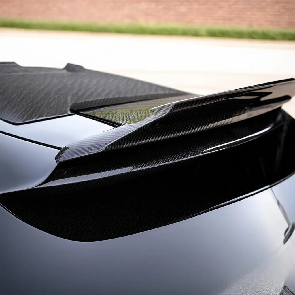 Close-up of a carbon fiber rear spoiler