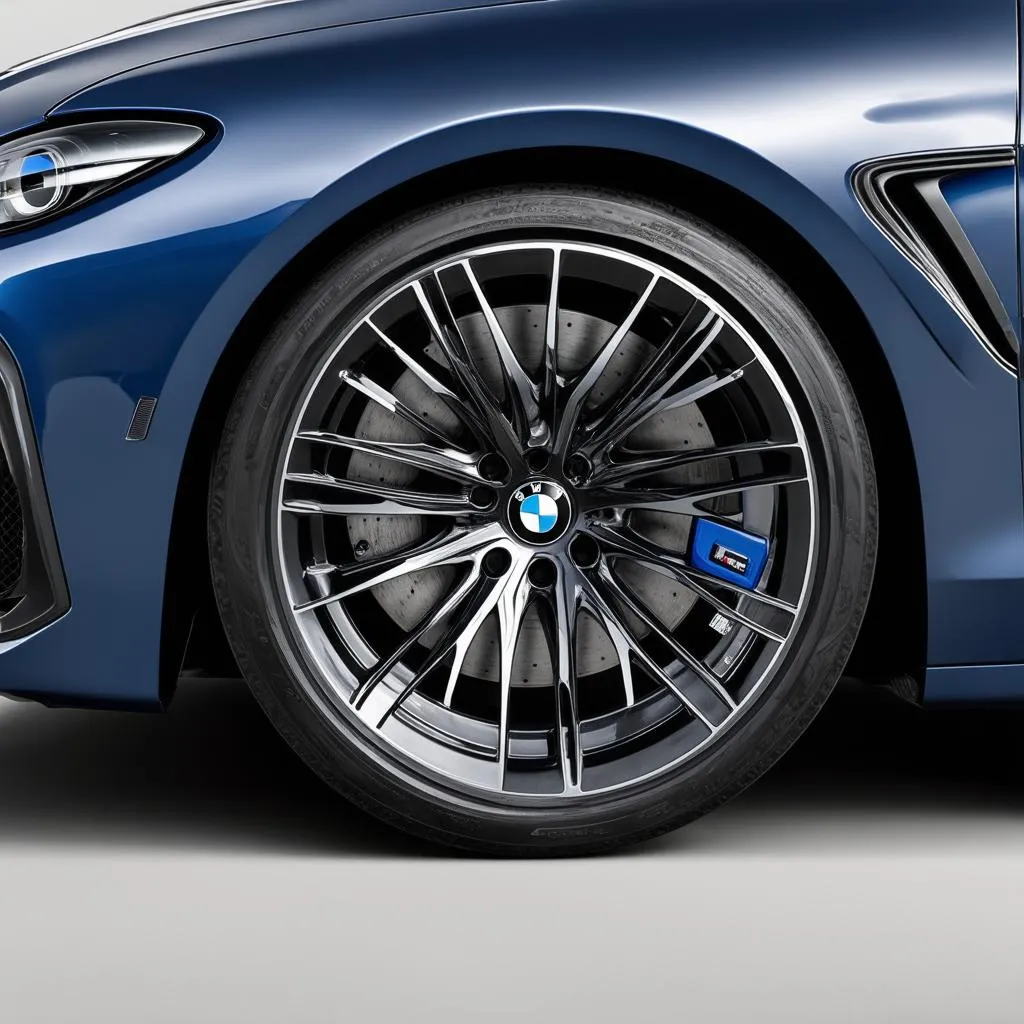 Close-up of BMW M8 rim