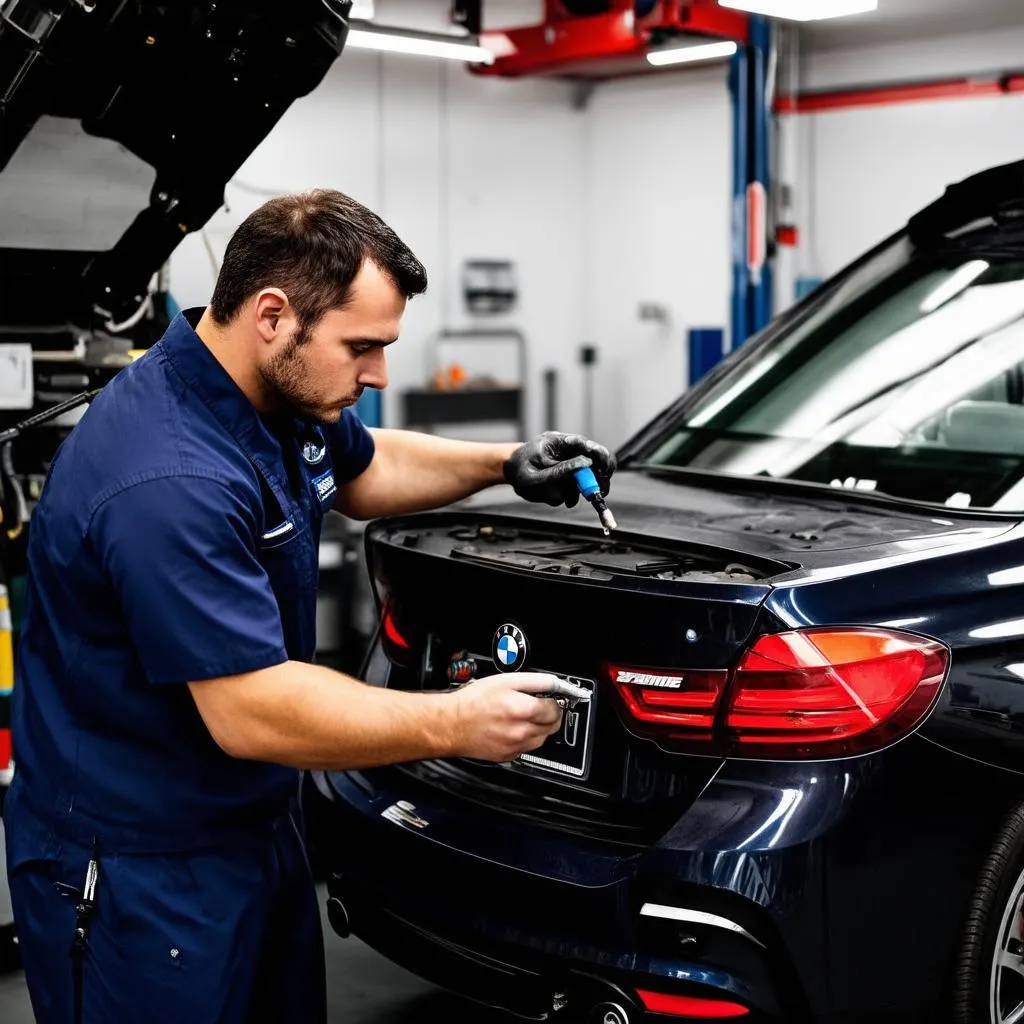 BMW Mechanic Repairing Car