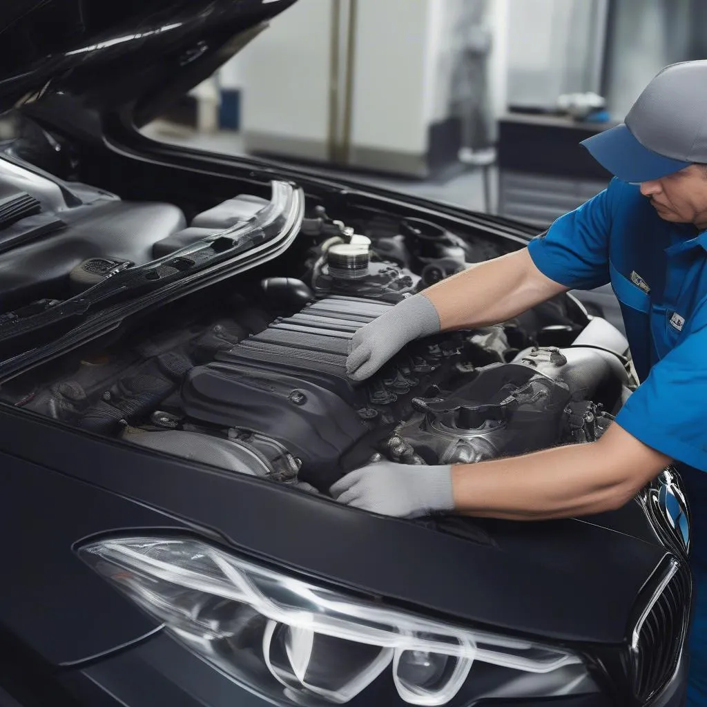 BMW mechanic working