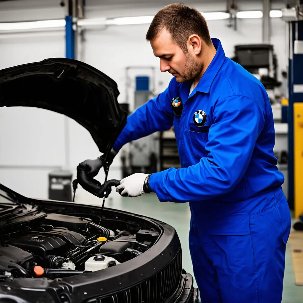 Mechanic working on a BMW