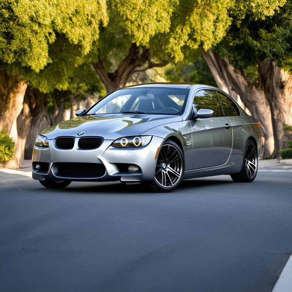 BMW Mineral Grey Car Parked on a Street