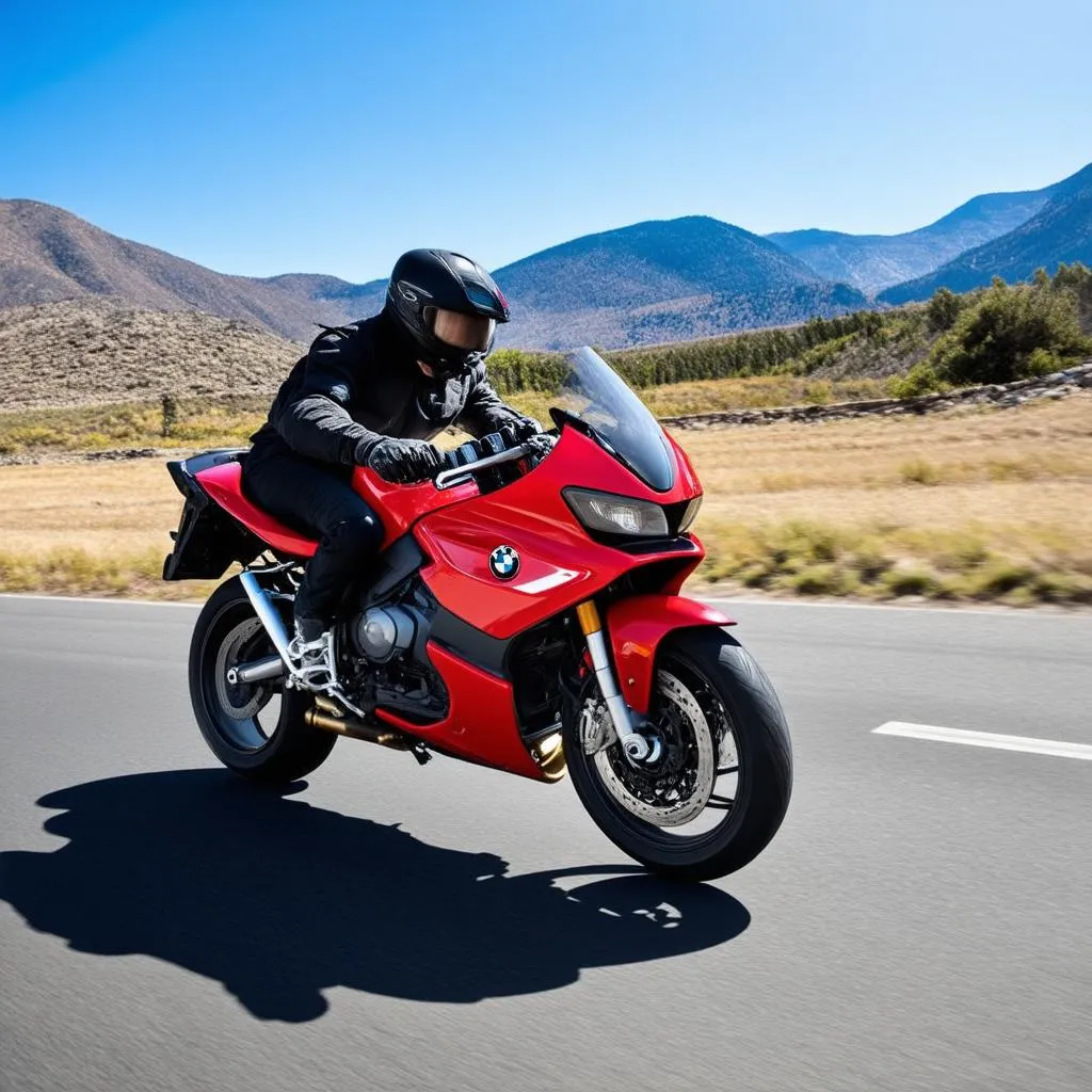 BMW Motorcycle on Open Road