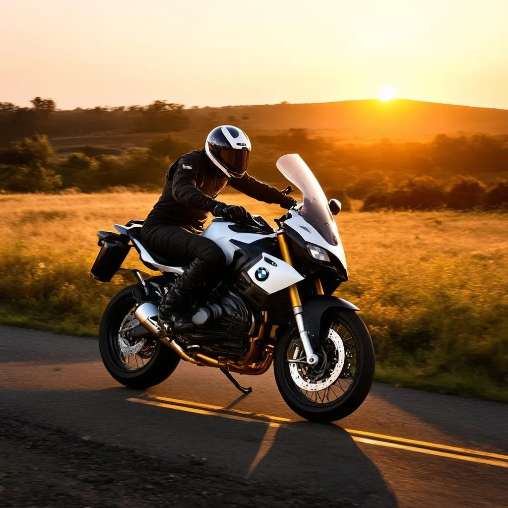 BMW Motorcycle Sunset