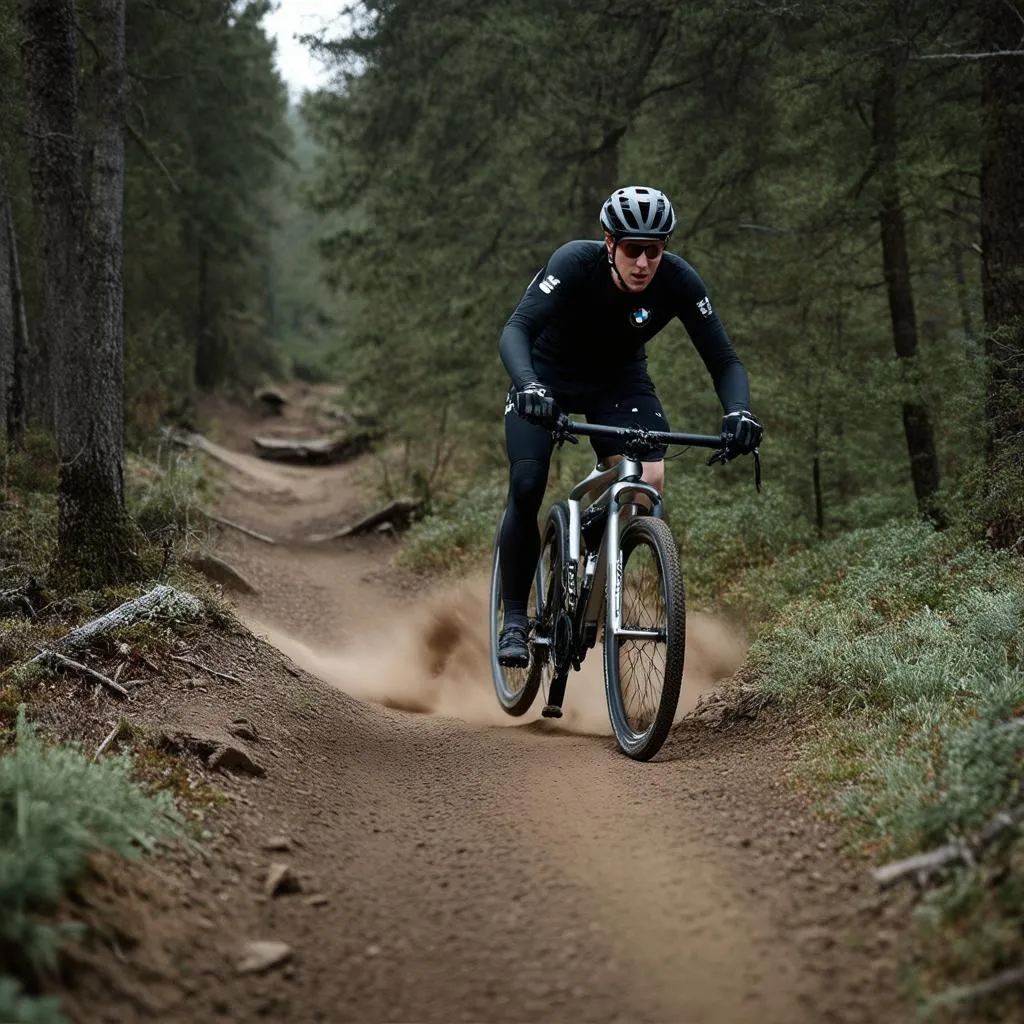 BMW mountain bike on a trail