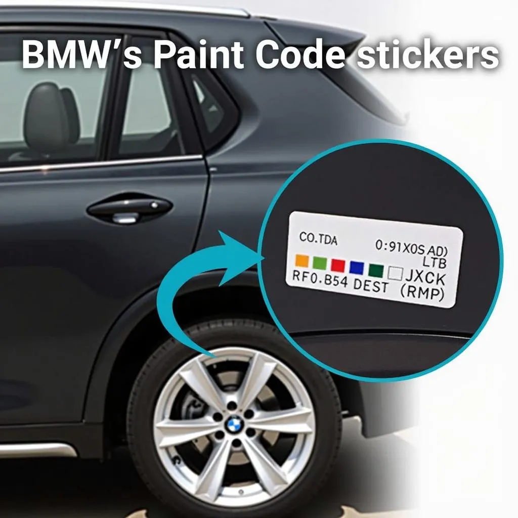 Example of a BMW Paint Code Sticker Location