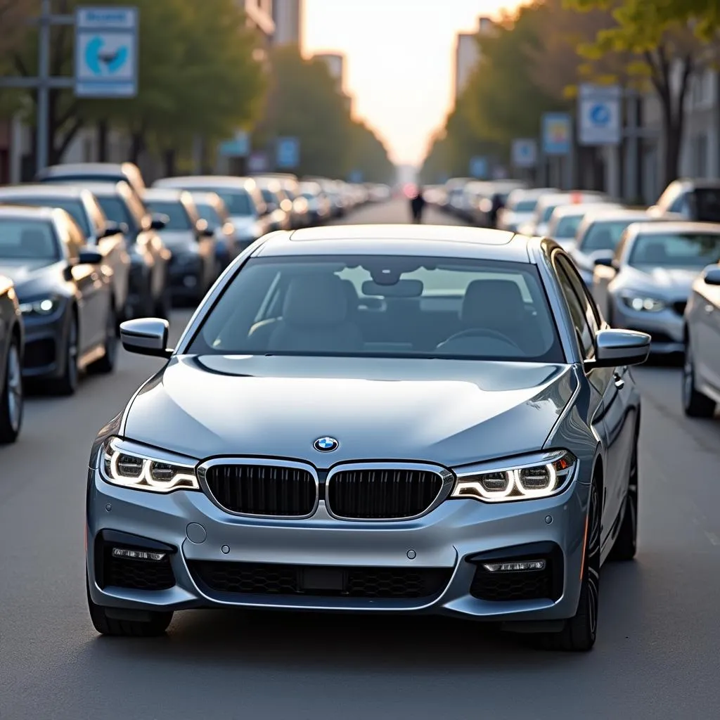 BMW Parked in a Parking Lot with Car Eye Active