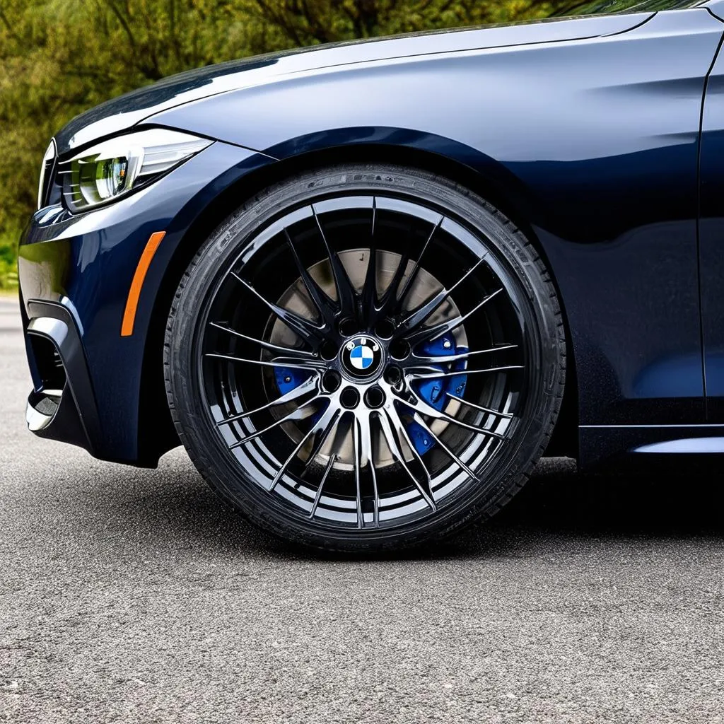 BMW 19 Inch Rims Black on Car