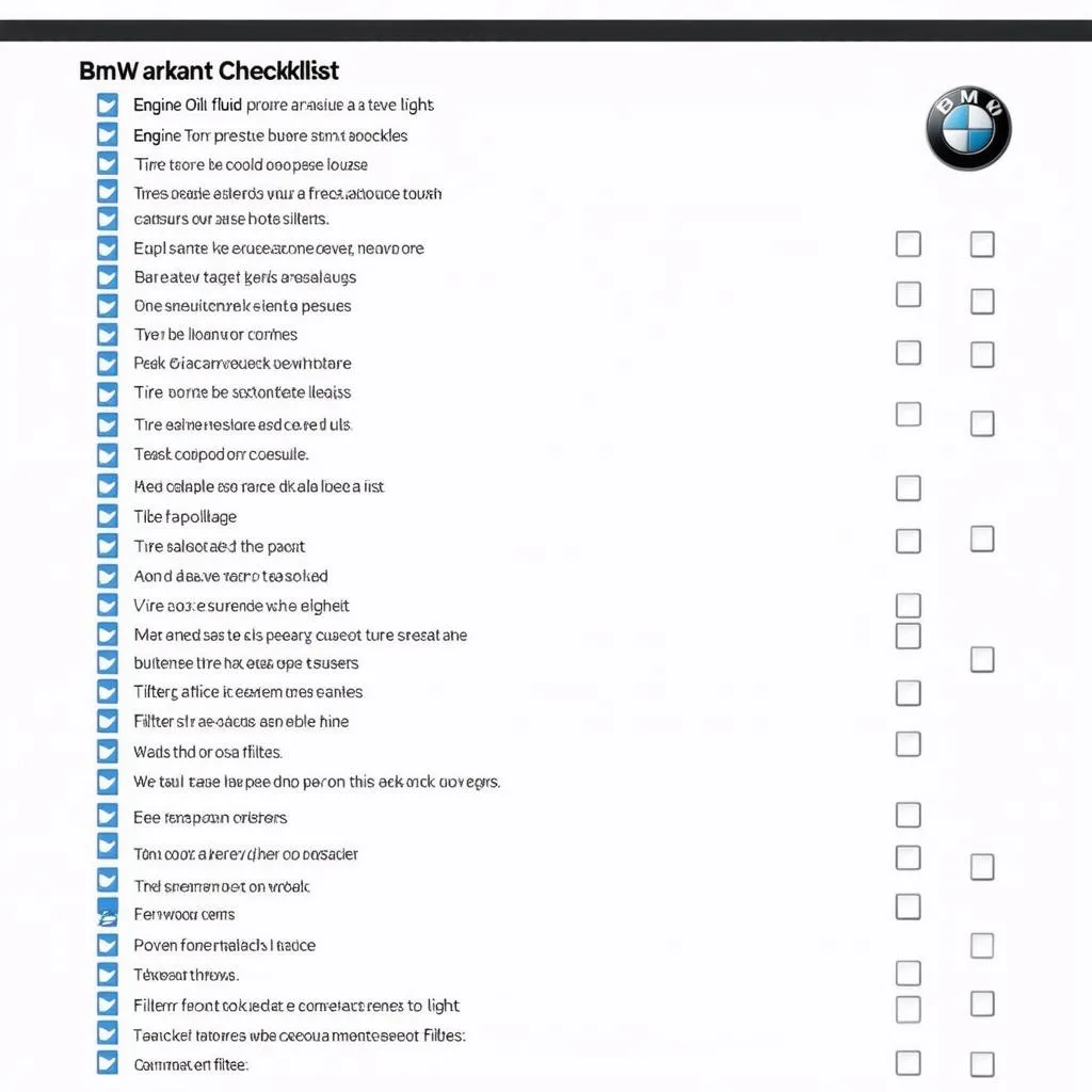 BMW Service Checklist