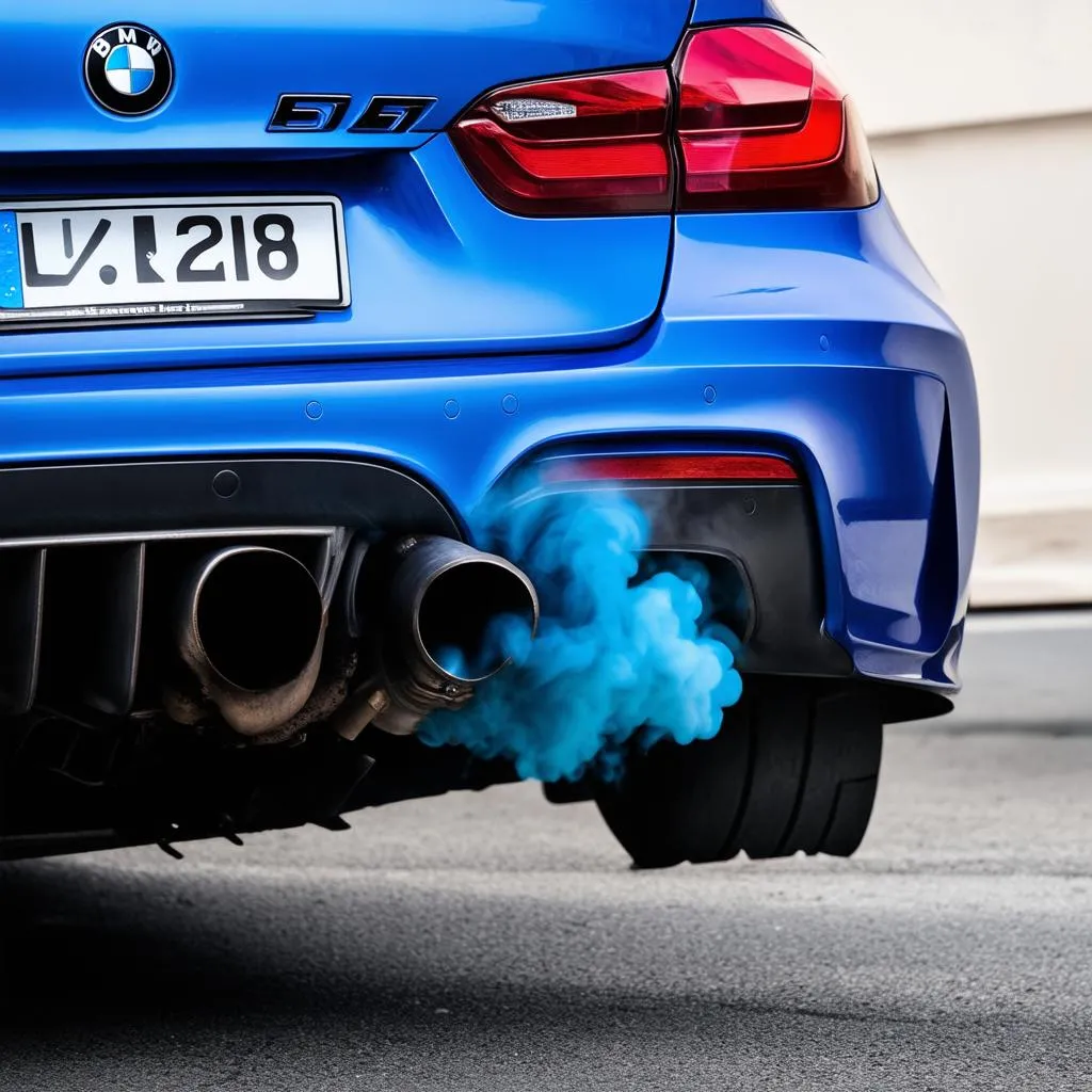 Blue smoke from a BMW exhaust