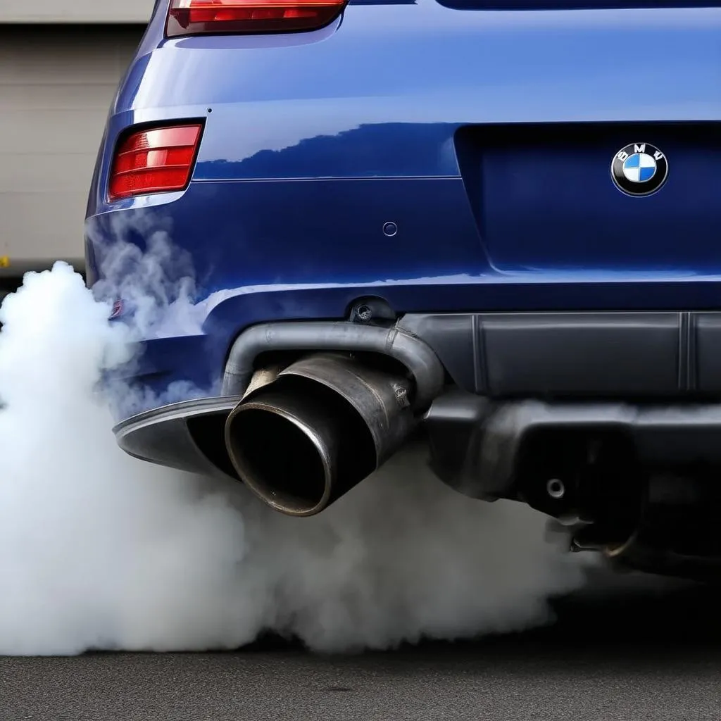 White smoke from a BMW exhaust