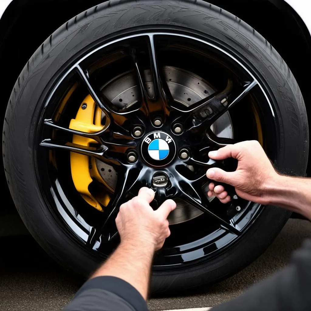 BMW Wheel Alignment Closeup