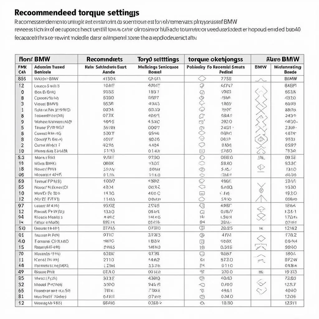 BMW wheel nut torque chart