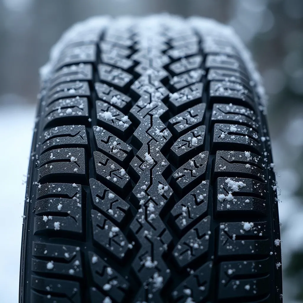 Close-up of a BMW winter tire tread