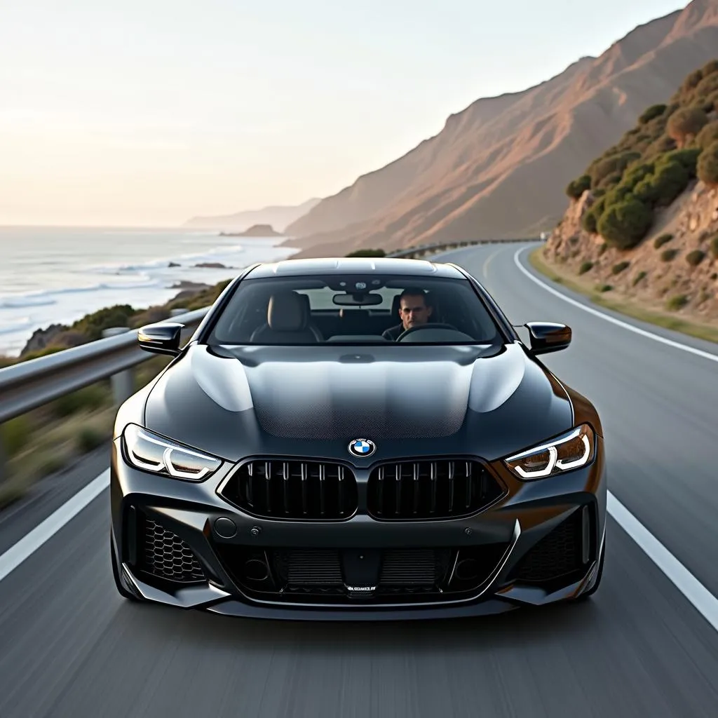 BMW with Carbon Fiber Roundel on the Road