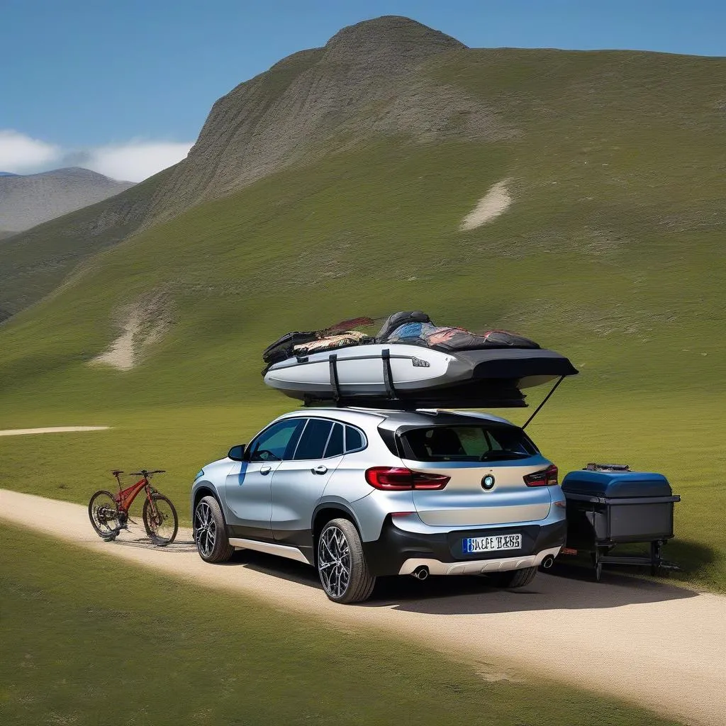 BMW X2 towing a trailer