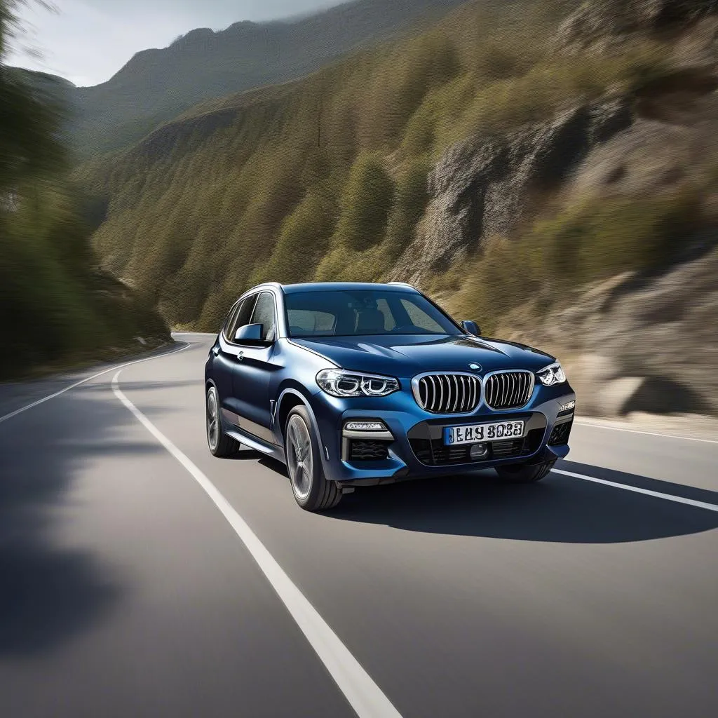 BMW X3 20i sDrive on a winding road