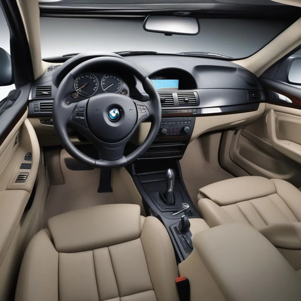 2008 BMW X3 3.0si interior with black leather seats