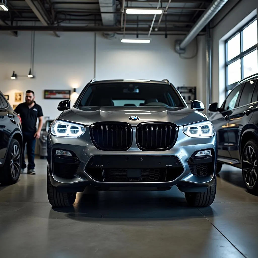 BMW X3 at a car audio shop