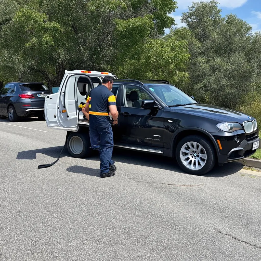 Roadside assistance for a BMW X3 with a flat tire