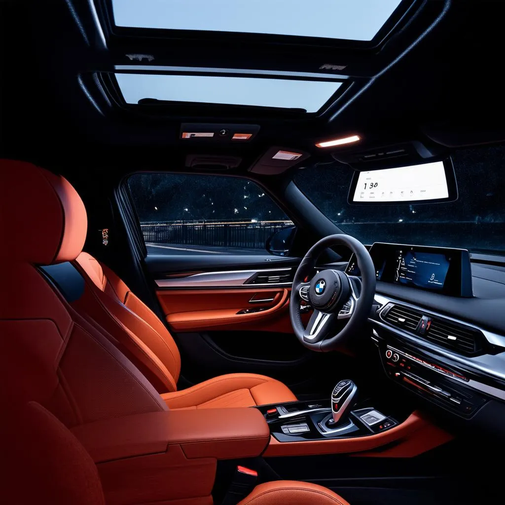 Interior of 2020 BMW X3 at night