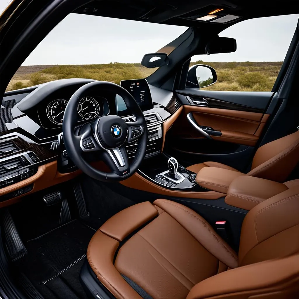 Interior of 2020 BMW X3 with leather seats