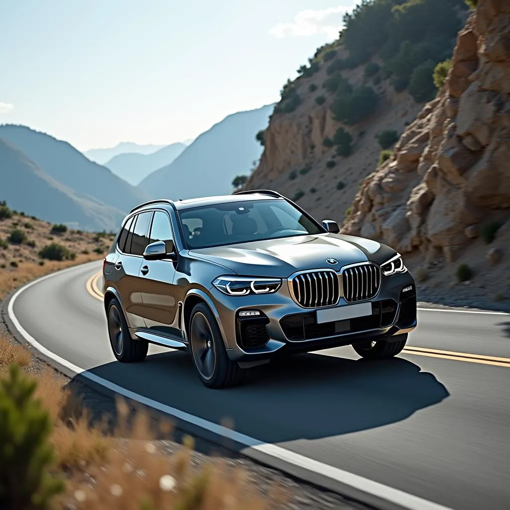 BMW X5 Driving on a Mountain Road