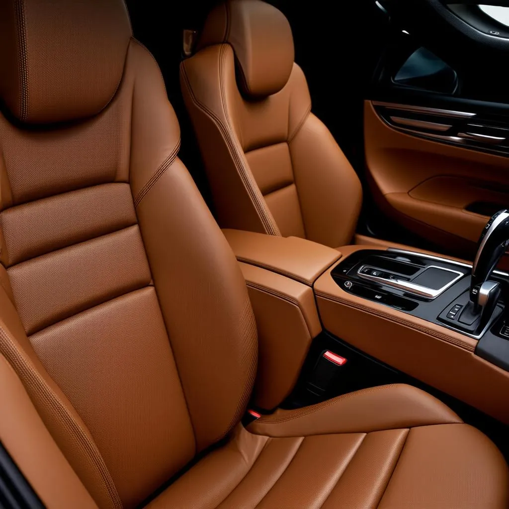 Luxurious Cognac leather interior of a BMW X5