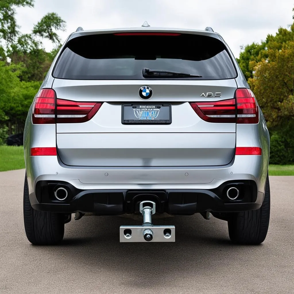 BMW X5 with OEM trailer hitch installed