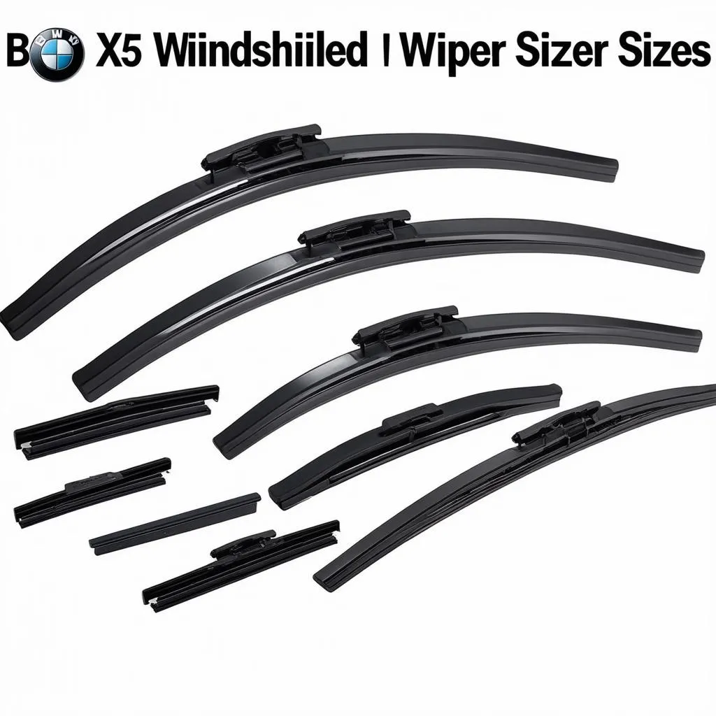  Different sizes of BMW X5 windshield wipers.