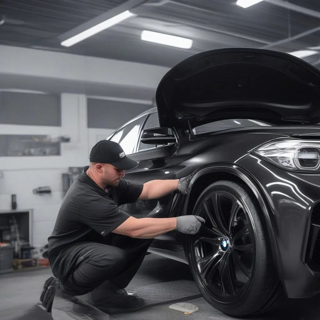 BMW X6 Black Wheel Installation