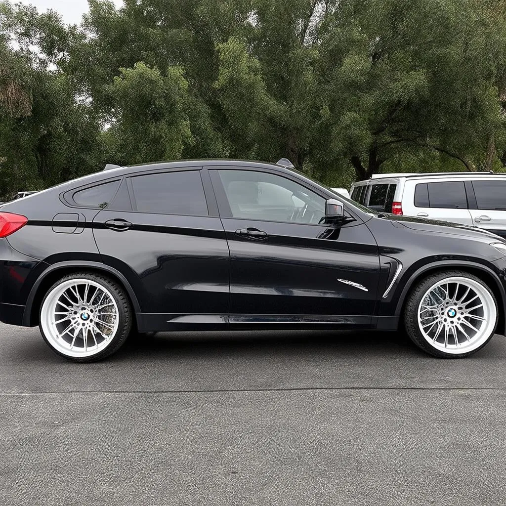 BMW X6 white rims customization