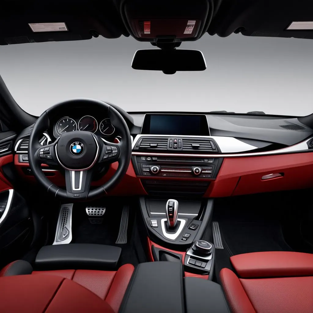 Black and red BMW interior